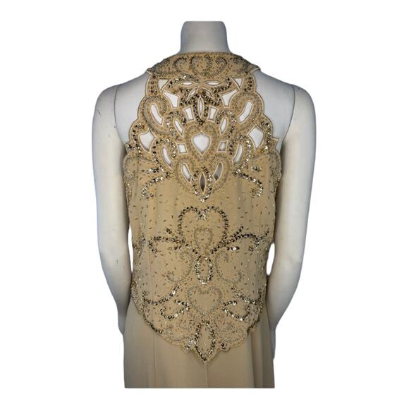 Miss New York high neck cut out Sequenced & beaded dress and scarf size 16 - Picture 7 of 11